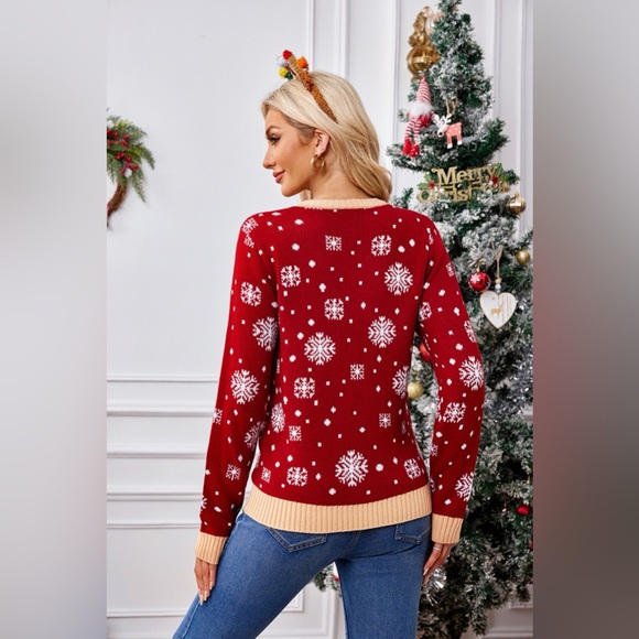 Christmas Pattern Round Neck Long Sleeve Sweater - Picture 5 of 6